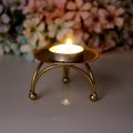 Delicate product European Style Candlestick Iron Candle Holders Retro Round Table Golden For Home Festive Ornament 1Pcs. 