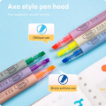 6 Colors Highlighter Pen Pastel Marker Fluorescent School Supplies Aesthetic Student.