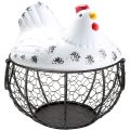 Egg Basket, Wrought Wire Restaurant Basket,Kitchen Hen Decor (White).