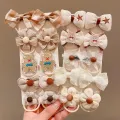 10Pcs/Set Girls Cartoon Hair Band Bow Hair Ties Flower Headbands Princess Elastic Rubber Bands Kids Hair Accessories. 