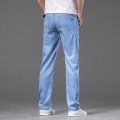 Brand Clothing Summer Lyocell Jeans Men Thin Loose Straight Stretch Denim Pants Light Blue Classic Trousers Large Size 40 42 44. 