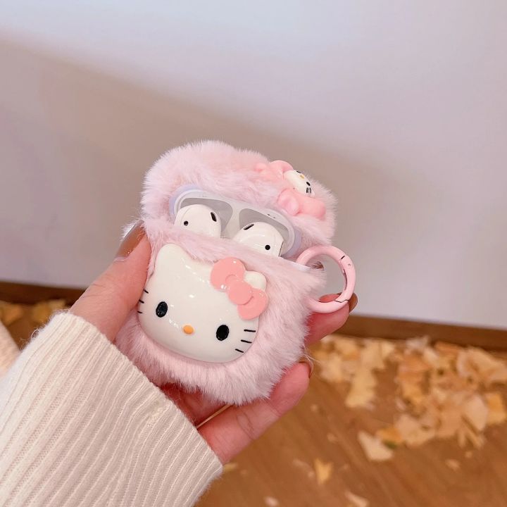 For Airpods Pro Case,Hello Kitty Pink Plush Anime Earphone
