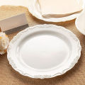 New European Disposable Dinnerware Plates Embossed Design Plastic Tableware Wedding Birthday Party Dessert Cake Plates Supply.