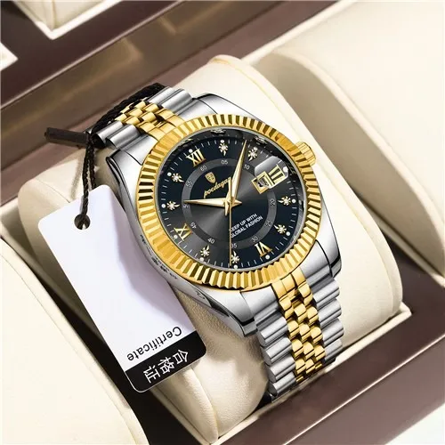 POEDAGAR 910 / Rolax Luxury Stainless steel Wrist Watch For Man - Waterproof Men Watch Quartz - Stainless Steel Men's Watch - Stainless steel Watch for Time Lovers