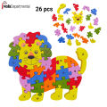 26 pcs alphabet and Number Kids Wooden Block Puzzle Animal Wooden Abc Puzzles Mystery Puzzle Alphabet Puzzle Preschool Gift owl, elephant, motorcycle, car, Bear, Lion Multiple design. 