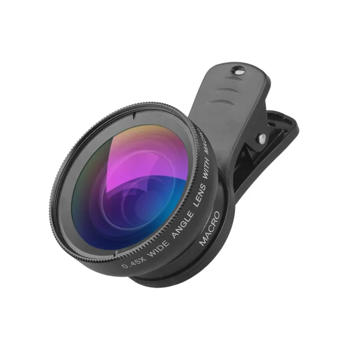 APEXEL APL-0.45WM Phone Lens Kit 0.45X Super Wide Angle & 12.5X Super Macro Lens HD Camera Lenses with Lens Clip for iPhone Samsung Huawei Xiaomi More Smartphone
