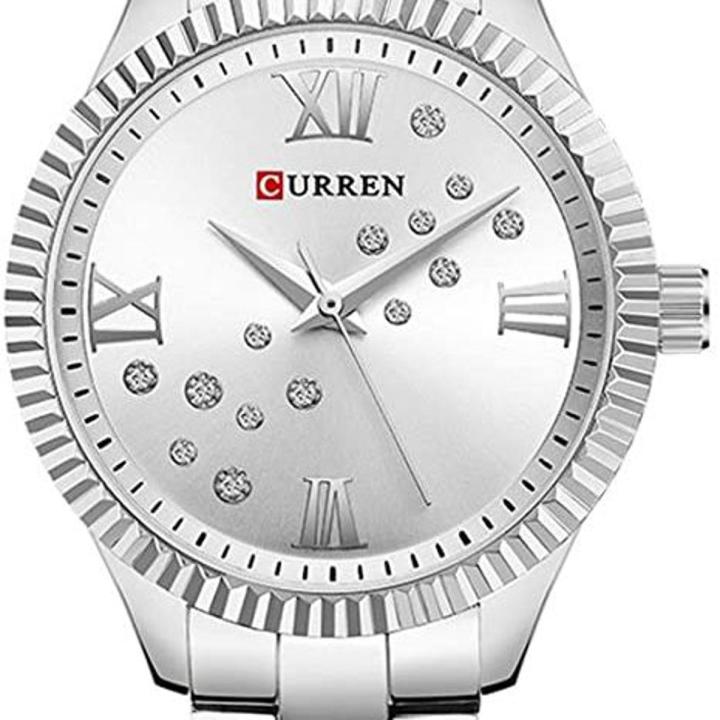 CURREN 9009-Silver Fashion Women Rhinestone Quartz Watch Waterproof Wristwatch