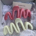 Dopamine Creamy Color Geometry Wave Line Back Head Hair Claw Hair Claw Clip MIO Super Store. 