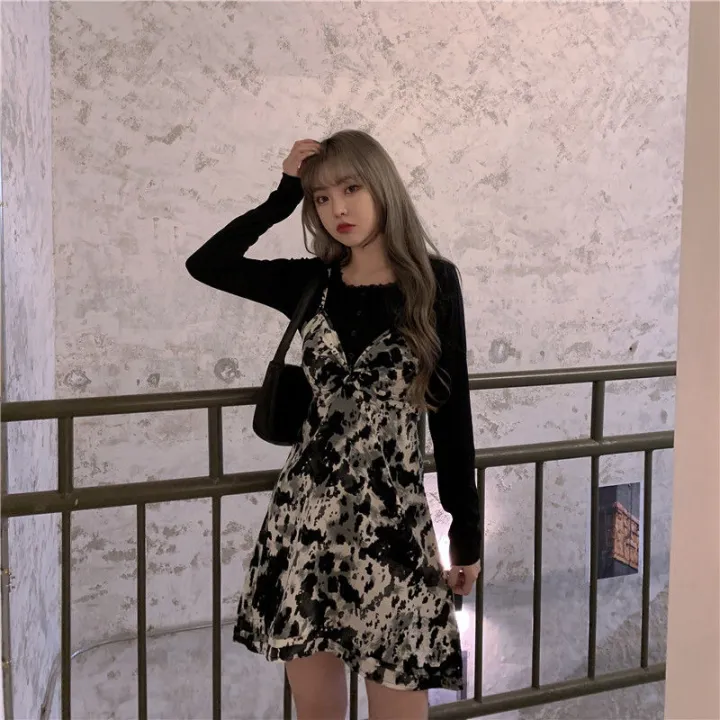 Spring%20and%20Summer%20New%20Style%20Fried%20Street%20Sweet%20Cool%20Style%20Flab%20Hiding%20Strap%20Dress%20Chubby%20Girl%20Slimming%20Scheming%20plus%20Size%20Two-Piece%20Suit%20-%20Image%202