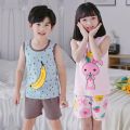 Baby Kids Pajamas Cotton Boys Girls Sleepwear Set Cute Cartoon Banana Rabbit Print Tops + Shorts Pijamas Teenagers Nightwear Set.