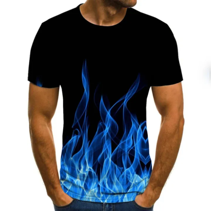 flame%20men's%20T-shirt%20summer%20fashion%20short-sleeved%203D%20round%20neck%20tops%20%20element%20shirt%20trendy%20men's%20T-shirt%20-%20Image%203