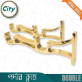 1 Pair (2 Pis) Double Curtain Pipe Holder Side Clump For 1 Inch Pipe Golden. 