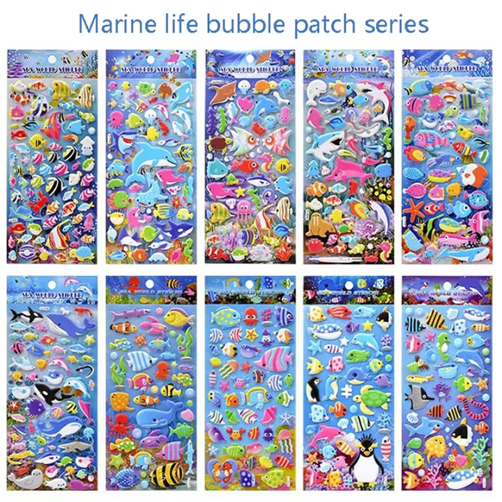 Sea%20Life%20Animal%20Shark%20Dolphin%20Fish%20Stereo%203D%20Bubble%20Sticker%20Diary%20Sticker%20Decoration%20Stationery%20Stickers%20Eatop%20-%20Image%202