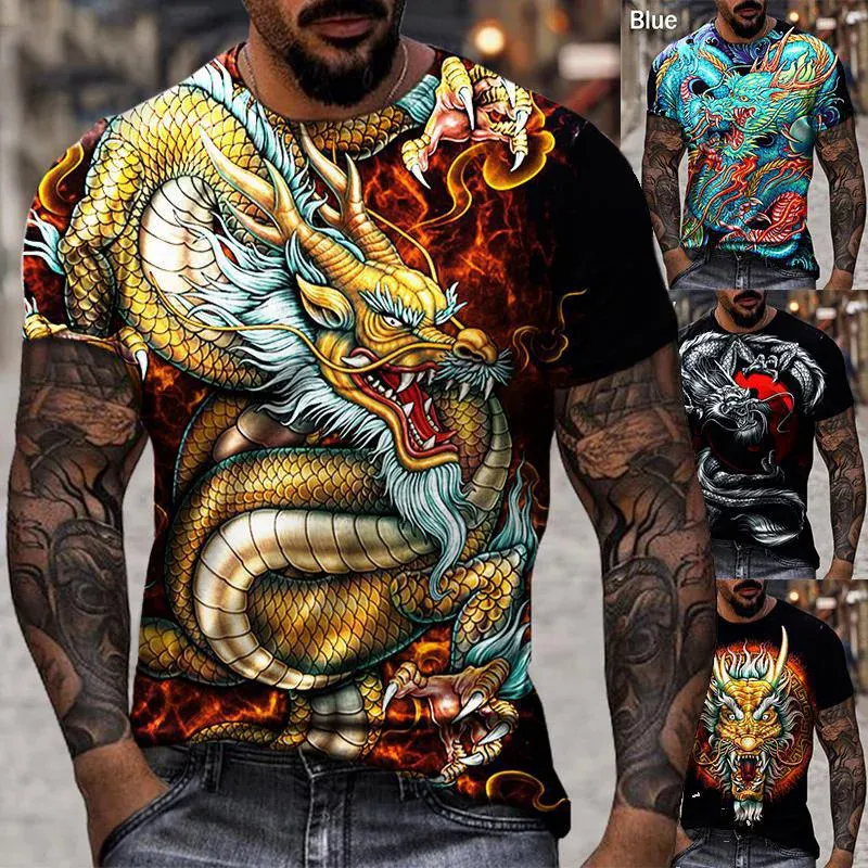 Mens Tshirt Cool Dragon Shirts Summer New Dragon 3d Printing