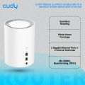 Cudy M1800 (2-pack) AX1800 Wi-Fi 6 Whole Home Mesh WiFi System - 1201Mbps on 5GHz and 574Mbps on 2.4GHz - MU-MIMO, Beamforming, WPA3 - Whole Home Coverage - White. 