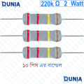 220k ohm 2 watt Two watt Resistor ±5% 220kΩ 220 Kohms 220000 ohms Metal Oxid Film Resistance.