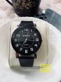 BARI80 MAns leather anaalog watch for Women Full Black. 