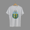 Premium Quality - Argentina football logo White Poly Cotton T-Shirt. 