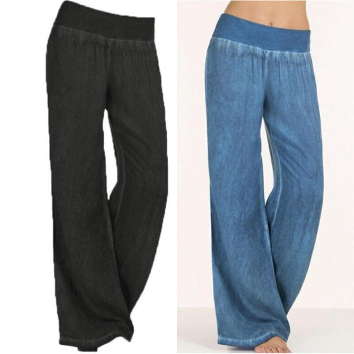 Denim%20Jeans%0APalazzo%20Trousers%0AWomen's%20Pants%0AWide%20Leg%20Jeans%0AElastic%20Waisted%20Pants%20-%20Image%203