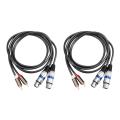 2X Hifi Audio Cable 2 Rca Male to Xlr 3 Pin Female Mixing Console Amplifier Dual Xlr to Dual Rca Shileded Cable 1.5M. 
