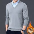 Shirt Collar Sweater Spring and Autumn Men's Business Casual Knitwear Pure Color All-Matching Dad Wear Cotton Knitwear Men's Clothing. 