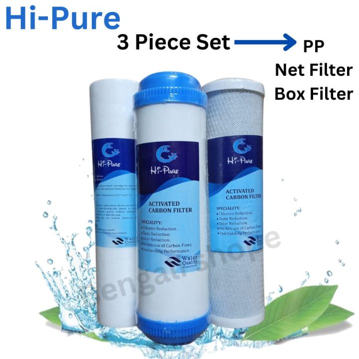 Water Filter Accessories Five(3) Piece Set Hi-Pure (PP Filter 1 pcs +Net Carbon 1 Pcs + Box Carbon 1 Pcs)-Water Filter Kit.