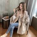 New Women Trench Coat Autumn Lapel Double ed Drawstring Light Weight Casual Mid Long Ladies Windbreak Coats Plus Size.