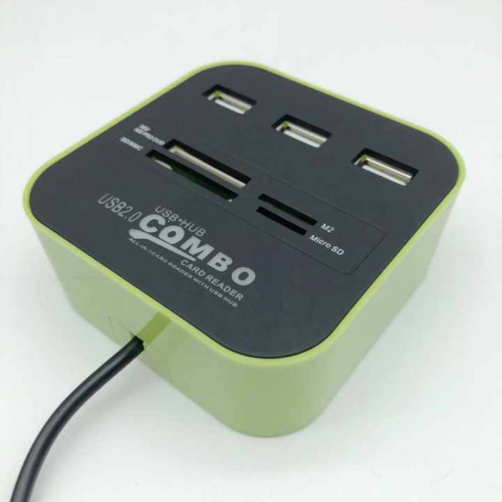 USB%202.0%20Hub%20Combo%20Splitter%203%20Port%20Dock%20All%20in%20One%20SD%20TF%20M2%20MS/Pro%20Duo%20Card%20Reader%20Adapter%20for%20PC%20Computer%20-%20Image%202