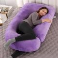 Large Size Pregnancy Pillow Gray J-Shape Pregnant Pillow Crystal velvet Full Body Maternity Pillow for Pregnant Women.