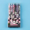 6Pcs/Set Cute Cartoon Anime Sanrio Kuromi Pen Student Stationery Gifts 0.5mm Black Ink Ball Point Pens Quick-drying Kawaii Retractable Gel Pen. 