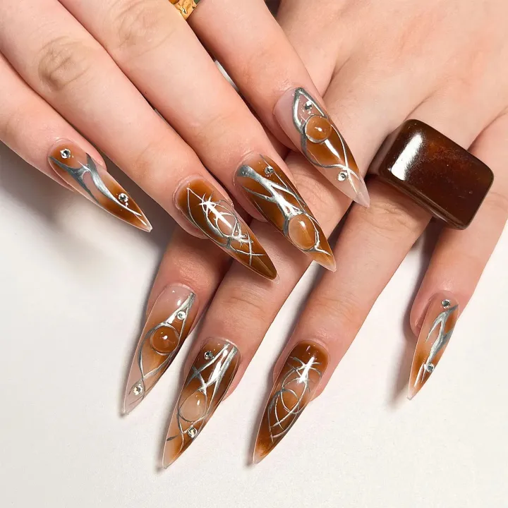 y2k%20Nails%20Five-pointed%20Star%20Pattern%20False%20Nails%20Halloween%20Style%20Long%20Coffin%20Ballet%20Press%20on%20Nails%20For%20Girl%20Full%20Cover%20Wearable%20-%20Image%206