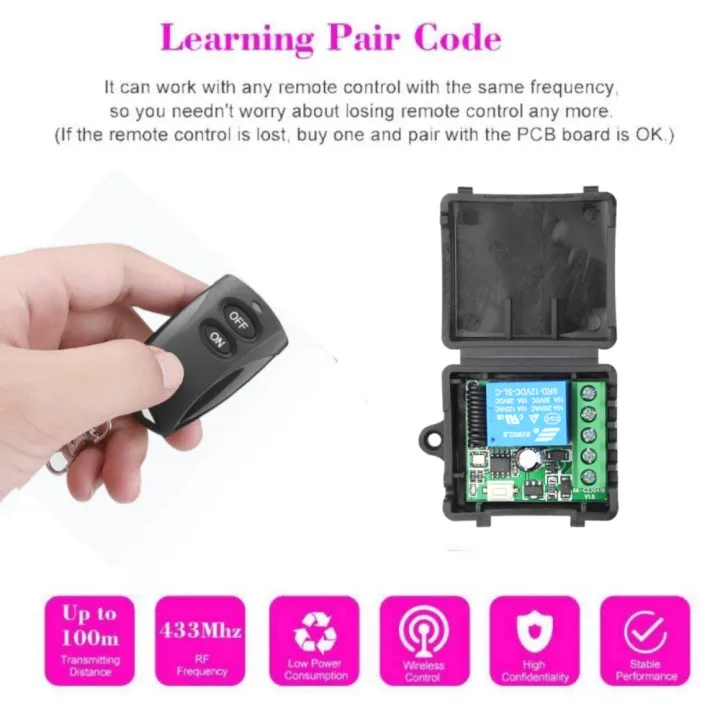 433%20Mhz%20Universal%20Wireless%20Remote%20Control%20Switch%20DC%2012V%201CH%20Relay%20Receiver%20Module%20and%20RF%20Transmitter%20Electronic%20Lock%20Control%20Diy%20-%20Image%203