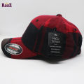 Red Black Gyoufu Leather Logo Big Check Premium Fabrics Baseball Cap.