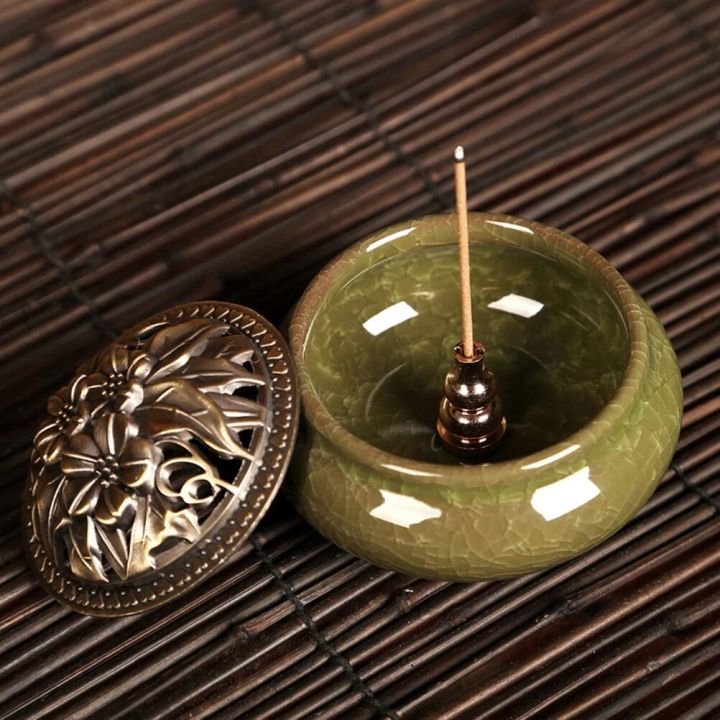【Hey my home】High Incense Alloy Copper Holder Can Be Fixed Incense Sticks And Coil Incense Burner Censer