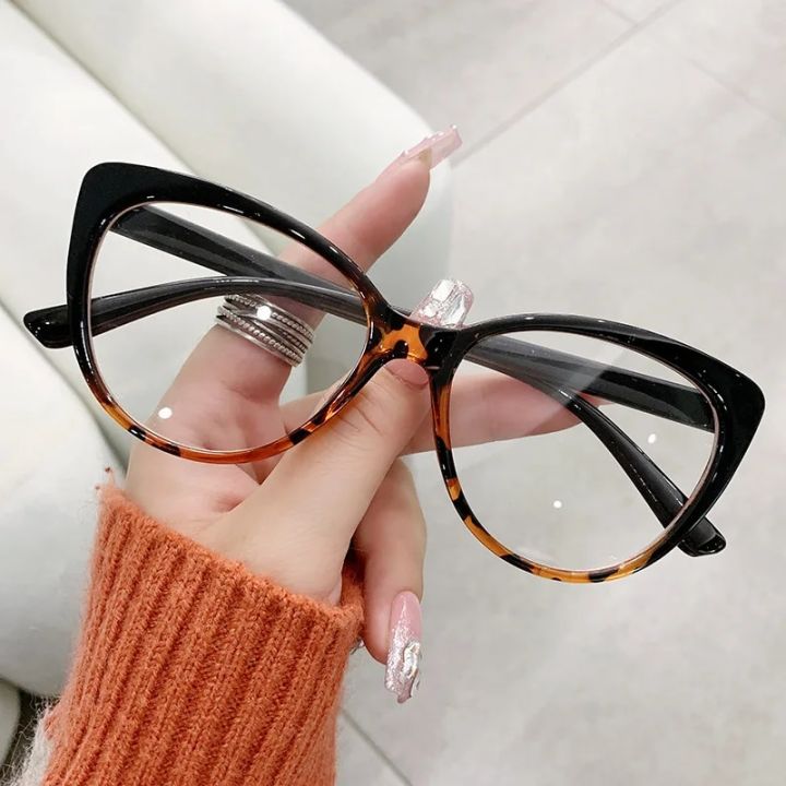 Photochromic Optical Eyeglasses Frames for Women Eyewear Fashion Computer Anti Blue Light Oval Ladies Plain Glass Spectacles New