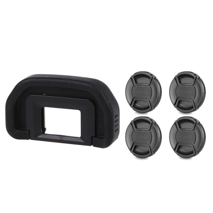 4Pcs 58Mm Lens Cap with Lens Cap Leash Hole Bundle for Dslr Cameras Nikon Canon & 1Pcs Black Rubber Wrapped Plastic Eyecup Eyepiece Eb for Canon Eos 60Da 6D 5Dii