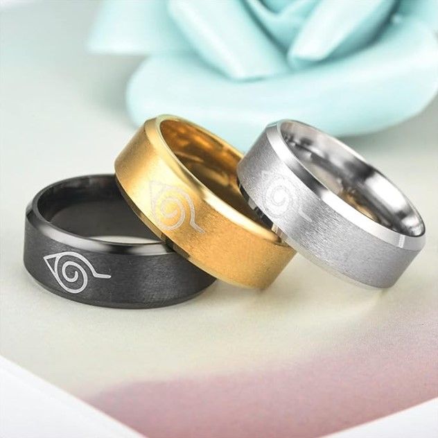 Anime Naruto Kakashi Konoha Hidden Leaf Stainless Steel Rings For Men Women
