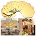 24 Pcs DIY 3D Mirror Hexagon Decal Art Mural Wall Sticker Home Decor Removable Gold.
