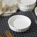 6pcs Individual Serving Ceramic Creme Brulee Ramekins Shallow Round Tart Baking Pan White Pie Baking Tray Pudding.