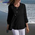 Women T-shirt Lace-Up Plus Size Casual Lady Spring Blouse.