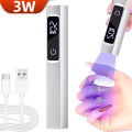 NEW Powerful UV Light Lamp Metal Pen With Display Portable Home Phototherapy UV LED Nail Lamp Mini Handheld Light Nail Art Tool.