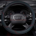 PVC Leather Steering Wheel Cover - Black. 