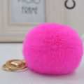 8cm Genuine Real Rex Rabbit Fur Ball Golden Color Keychain Cute Lapin Car Keyring Bag Pendant Pom Fluffy Key Chains.