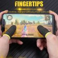 PUBG Finger Sleeves - 2 Pairs 4 Pcs in Black Sweat Proof Gaming Finger Gloves Touch Screen Gaming Finger Muja for Mobile Gaming.