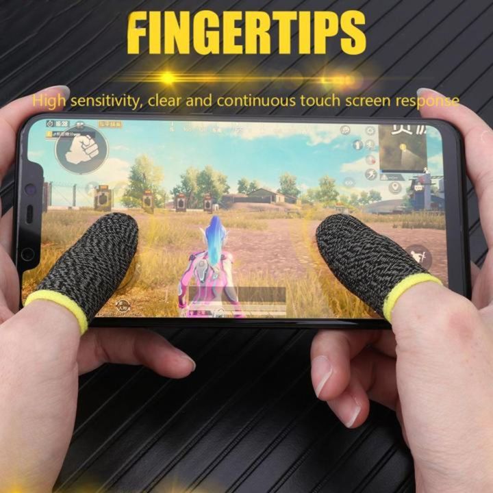 PUBG Finger Sleeves - 2 Pairs 4 Pcs in Black Sweat Proof Gaming Finger Gloves Touch Screen Gaming Finger Muja for Mobile Gaming
