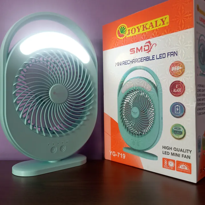 JOYKALY%20YG-719%20Rechargeable%202400mAh%20Lithium%20Battery%20Strong%20Wind%20Desk%20Fan%20With%20LED%20Lamp%20-%20Image%203