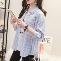 Cotton Plaid Long Sleeve Shirt Women's Spring and Summer Korean New Loose Top Outerwear Sun Protection Clothing Thin Shirt Coat.
