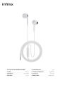 Infinix Earphone Model XH01 1200mm White Wired Earphone.