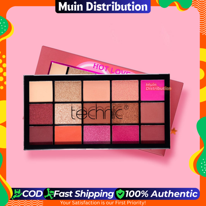 〽️ Technic Hot Love 15 Color Pressed Pigment Eyeshadow Palette - Hot Love - 30gm