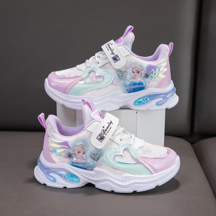 Girls' sneakers 2023 spring and autumn new mesh breathable and versatile solid sole dad shoes for medium and large children